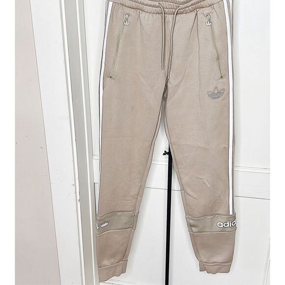 Adidas Jogger Track Sweatpants Size Small Tan - Picture 1 of 5